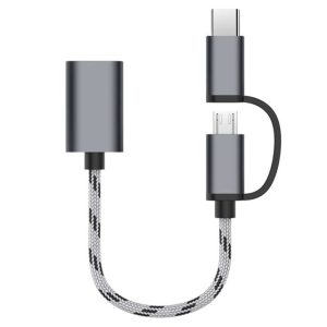 2 In 1 Fast Transfer Adapter - USB-C to Micro USB Male to USB-A Connector