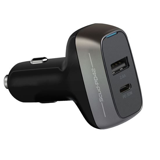 PROMATE 42W Car Charger With Power Delivery USB-C Port And 2.4A USB-A