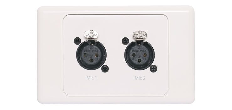 Dual 3 Pin XLR Horizontal Microphone Wallplate Dual Cover
