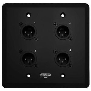 WC111-B-4 channel, male XLR, black wall plate, send up to 4  lines of analog or digital audio