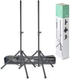 Stagg Speaker Stand Pair Aluminum Med - Heavy Black - front view
