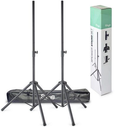 Stagg Speaker Stand Pair Aluminum Med - Heavy Black - front view
