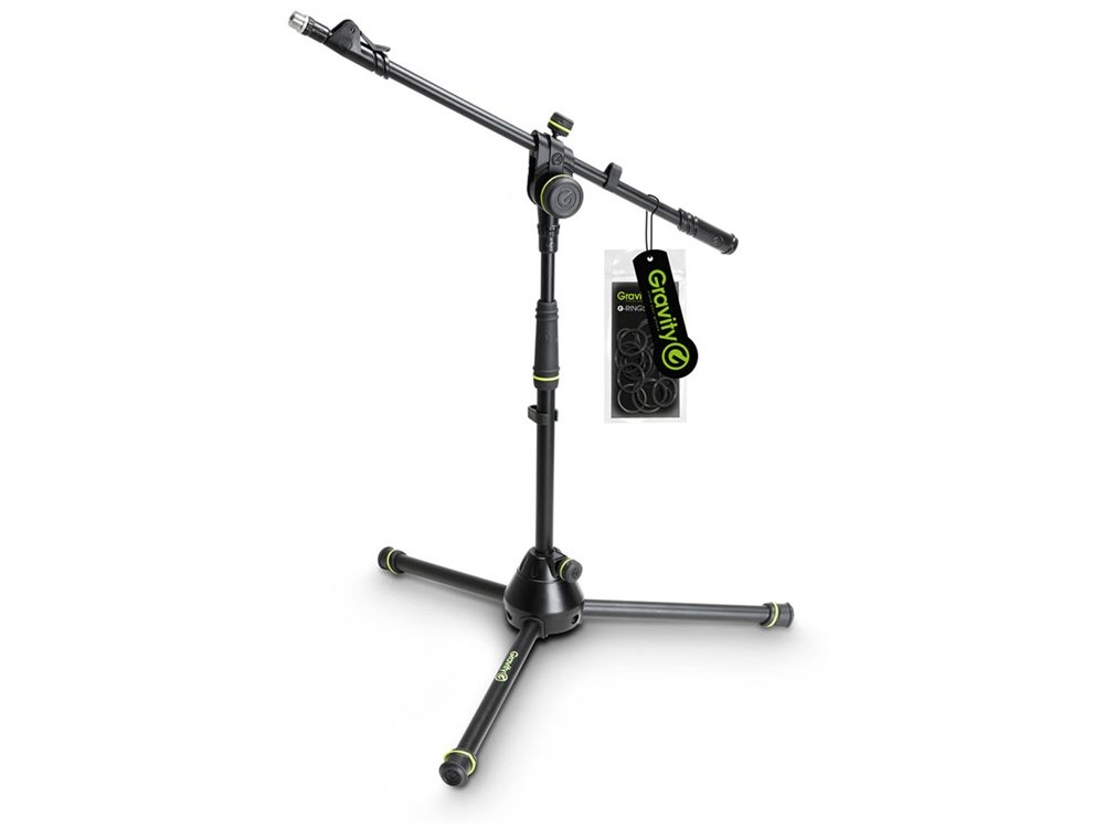 Gravity Short Microphone Stand Tripod, 2 Point Telescopic Boom
