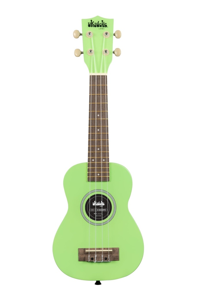 Soprano Ukulele Featuring Wooden Body, Board and Bridge - Includes Bag, Strings and Machine Heads Grasshopper - front view