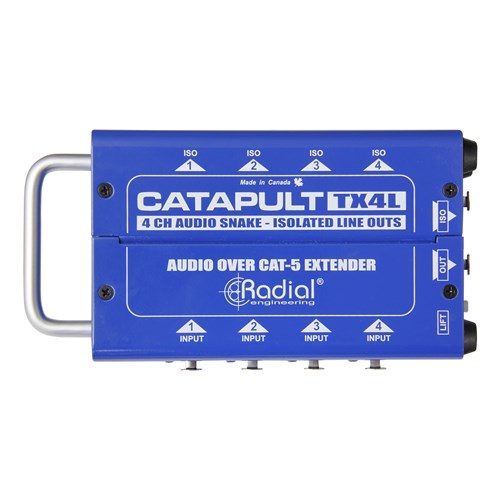 Radial CATAPULT RX4L - 4ch receiver, balanced outs, line-level transformers, uses shielded cat-5 - front view