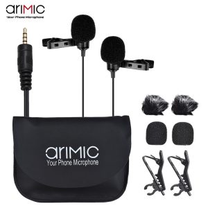 Dual-Headed Lavalier Lapel Clip On Omnidirectional Mic 6m Cable Length