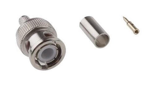 BNC Coaxial, Straight Plug, Crimp, 50 ohm  RG58, RG141, Brass
