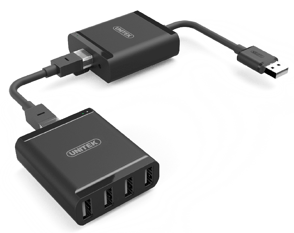 UNITEK USB 2.0 Extender Over RJ45 + 4-Port USB-A Hub. Extender For USB
