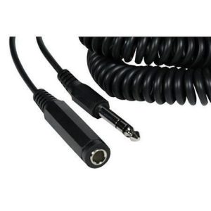 TRS 6.5mm Jack to 6.5mm Socket Coiled Cable 7.62m Lead - front view
