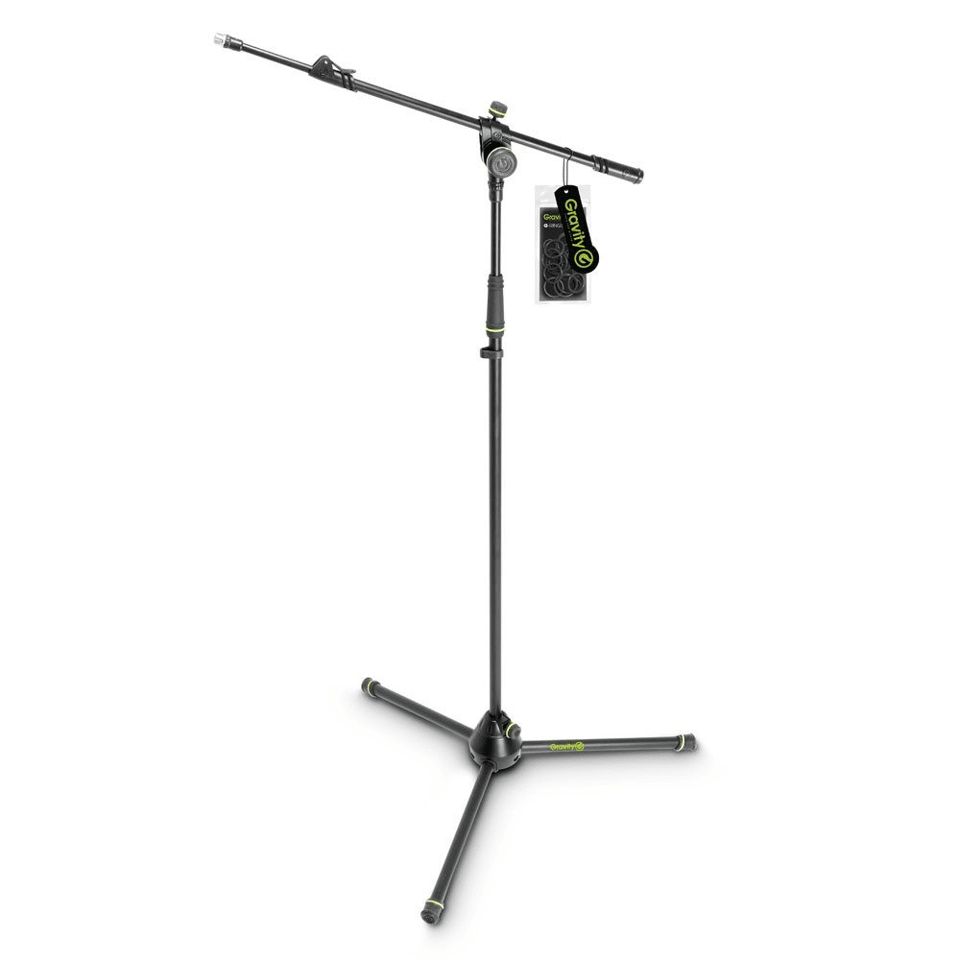 Gravity Microphone Stand with Folding Base and Telescoping Boom - front view