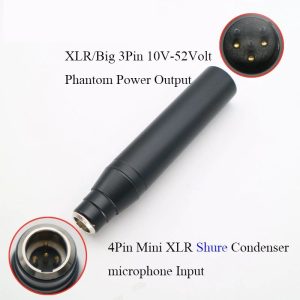 4 Pin Mini XLR to 3Pin Male XLR Phantom Adaptor