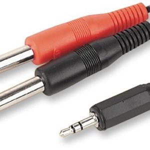 3.5mm to 2x 6.35mm TS Jack Aux Lead 2m