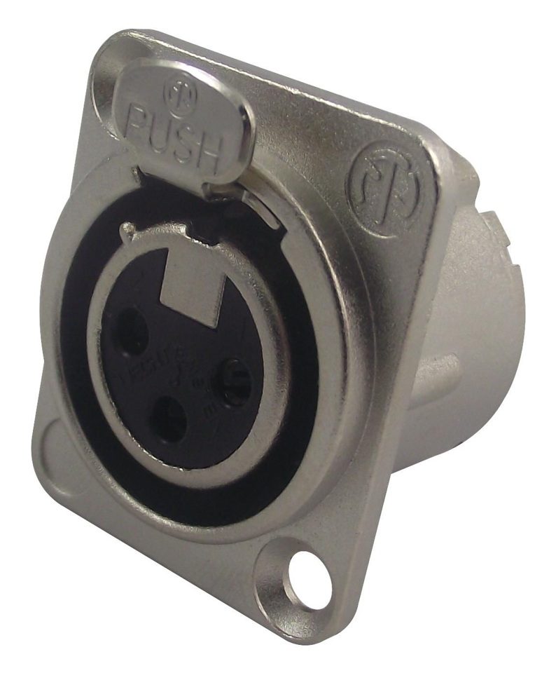 3 pole female receptacle, solder cups, Silver housing, silver contacts XLRF