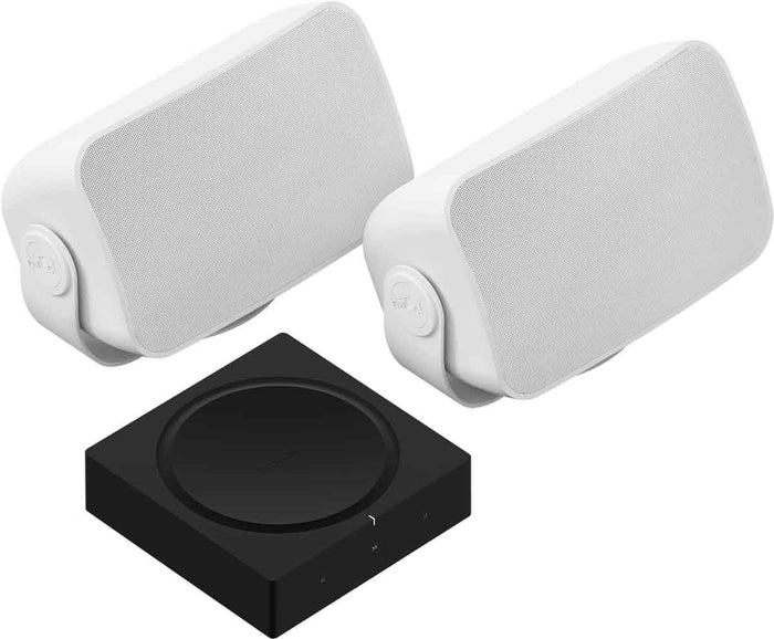 Sonos Amp + Outdoor Speaker Set (White) - front view