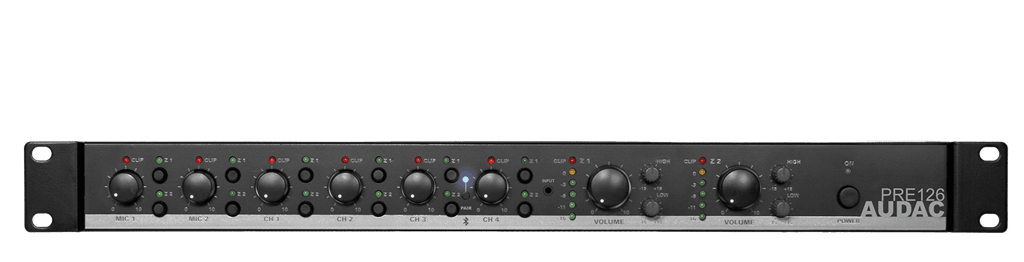 2 Zone 6 Channel Stereo Rack Mixer With Bluetooth