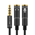 3.5mm Audio Splitter Cable Male to 2 Port 3.5mm Female with Mic 3.5 Extension Aux Cable Adapter for iPhone Speaker SC4 - front view