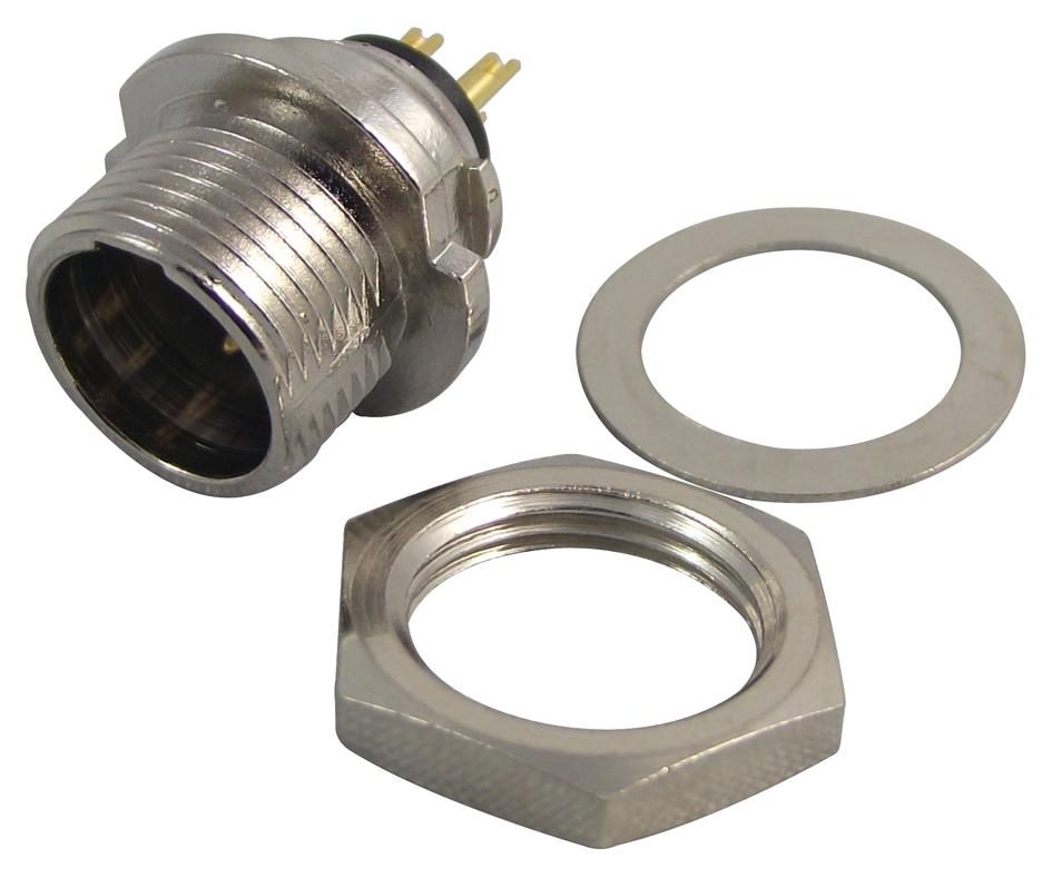 Mini XLR Connector 3 Pin Panel Mount Zinc Body - Gold Plated Contacts - front view