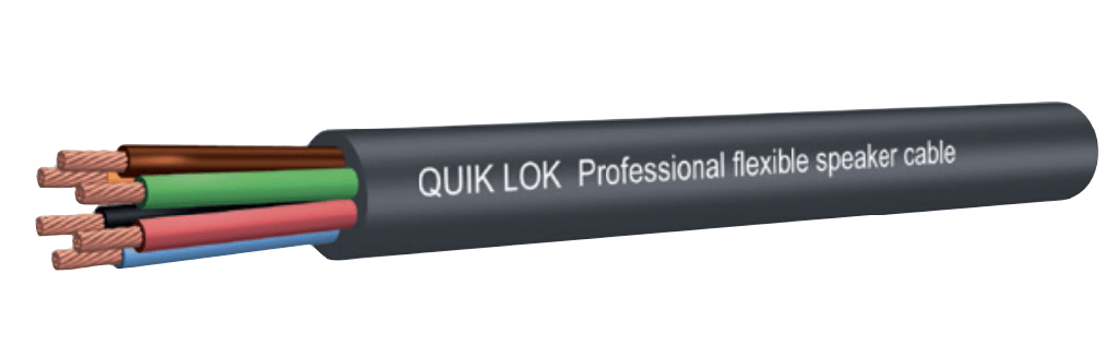 Quik Lok 2 Core Speaker Cable (2 x 6.00 mm²) - diameter 12.2mm - Black - Per Meter
