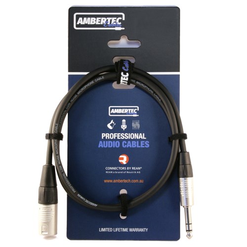Microphone cable, 5m, REAN XLRM to 6.35mm TRS - front view