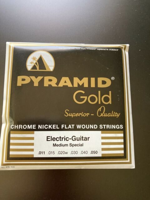 PYRAMID Gold Chrome Nickel Flat Wound Medium Electric Guitar Strings 11-48