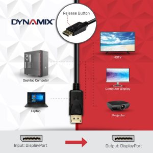 DYNAMIX 1m DisplayPort V1.2 Cable With Gold Shell Connectors DDC