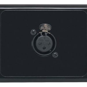 Black 3 Pin XLR Horizontal Microphone Wallplate - front view