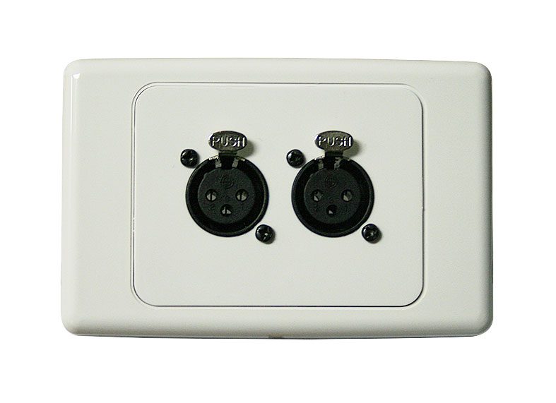 Wall Plate (Clipsal 2000) with 2 Female 3 Pin XLR - front view