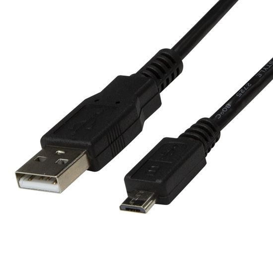 DYNAMIX 5m USB 2.0 Micro-B Male To USB-A Male Connectors - front view