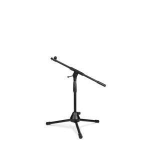 Touring Series microphone stand short with tripod folding base and 2-point adjustment telescopic boom, black