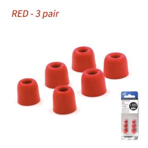 KZ  3Pair (6pcs) Noise Isolating Comfortable Memory Foam Ear Tips Ear Pads Earbuds For In Earphone Headphones RED