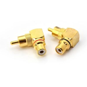 Dual Pack Right Angle RCA Adaptor Male to Female Plug 90 Degrees Red & Black