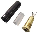 Stereo 3.5mm In-Line Receptacle - Black Metal Shell, Gold Plated Contacts - front view