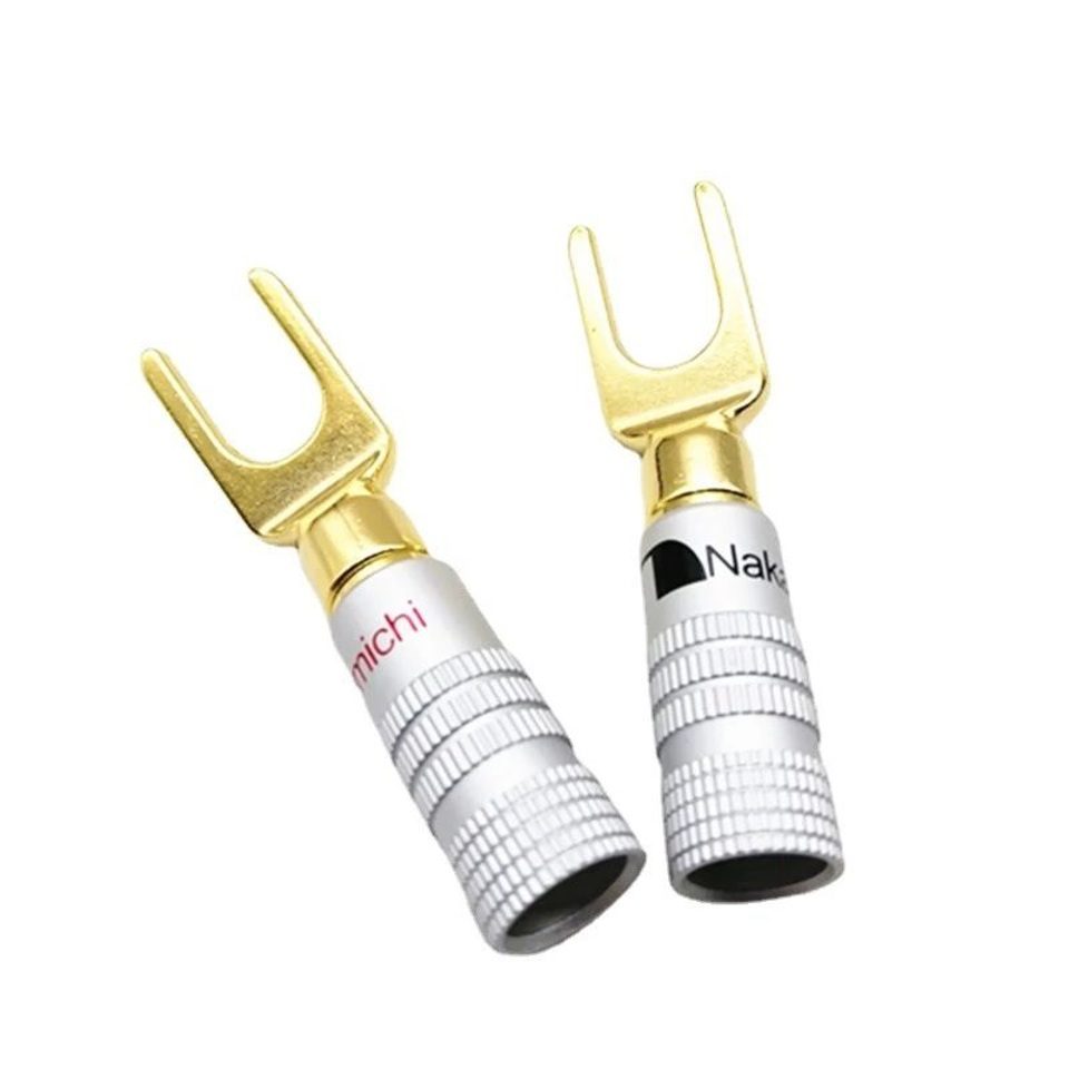 Gold plated Y U Shape Banana Plug - Each - front view