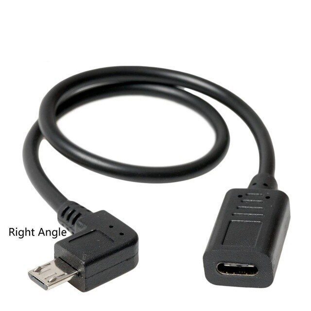 Right Angle Micro USB to USB-C Cable - 30cm