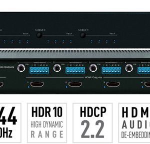 4x4 4K/18G HDMI Matrix Switcher, with Independent Audio Switching, Balanced/Unbalanced Audio, Audio De-embedding of Analog L/R/PCM