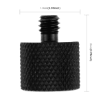 Black Metal 3/8" Female To 1/4" Male Thread Adapter Screw Converter For Tripod - front view
