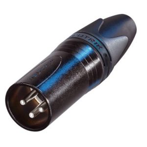 MALE 3-PIN LINE CONNECTOR BLACK/SILVER PINS