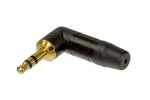RIGHT ANGLE STEREO MINI JACK PLUG BLACK/GOLD