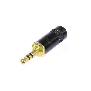 3.5mm Mini Jack Plug - Stereo Black Shell & Gold plated contacts - 8mm Cable Outlet