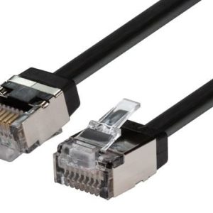 2m Cat6A S/FTP Black Slimline Shielded 10G Patch Lead