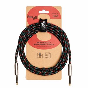 STA-SGC6VT-BK Stagg 6m/20ft Vintage Tweed Guitar Cable in black