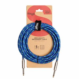 Stagg STA-SGC6VT-BL Vintage Tweed Guitar Cable – 6 m / 20 ft, Blue