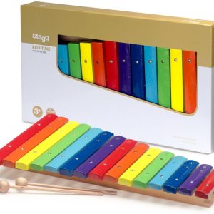 Stagg 15 Key Wooden Xylophone w/Mallets rainbow colour