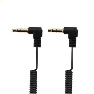 TRS to TRS Right Angle 3.5mm Coiled Cable 10cm Lead