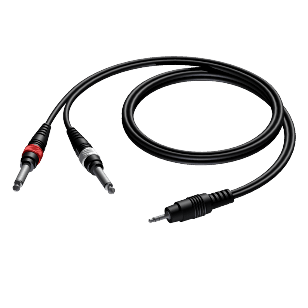3.5 mm Jack male stereo - 2 x 6.3 mm Jack male mono - front view