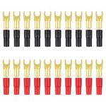 5mm Copper Gold Plated Spade Terminal Crimp Pair - front view