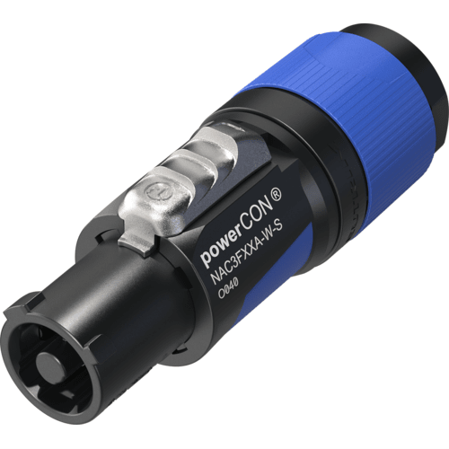 powerCON cable connector power in blue, OD 6-12mm