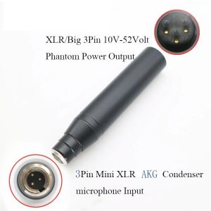 3 Pin Mini XLR to 3Pin Male XLR Phantom Adaptor