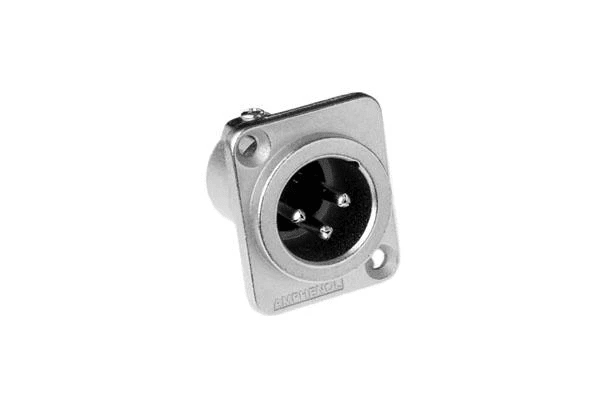 Amphenol AC3MDZ 3 Pin Male XLR - Chassis Mount - front view