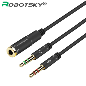 2x TRRS 3.5mm to 3.5mm Socket Splitter Cable Lead 30cm